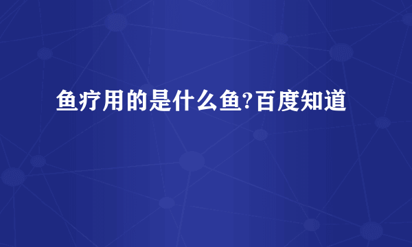 鱼疗用的是什么鱼?百度知道