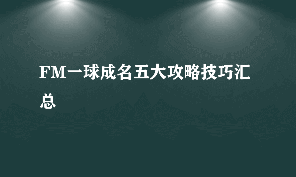 FM一球成名五大攻略技巧汇总