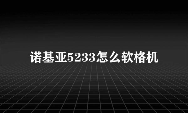 诺基亚5233怎么软格机