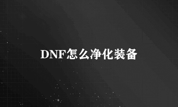 DNF怎么净化装备