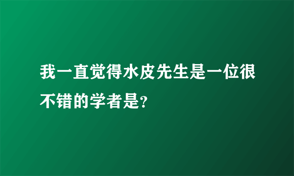 我一直觉得水皮先生是一位很不错的学者是？