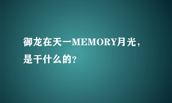 御龙在天一MEMORY月光，是干什么的？